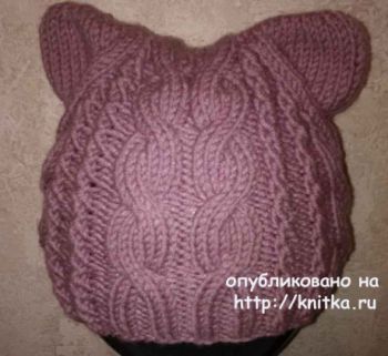 Кото - шапочка спицами детская