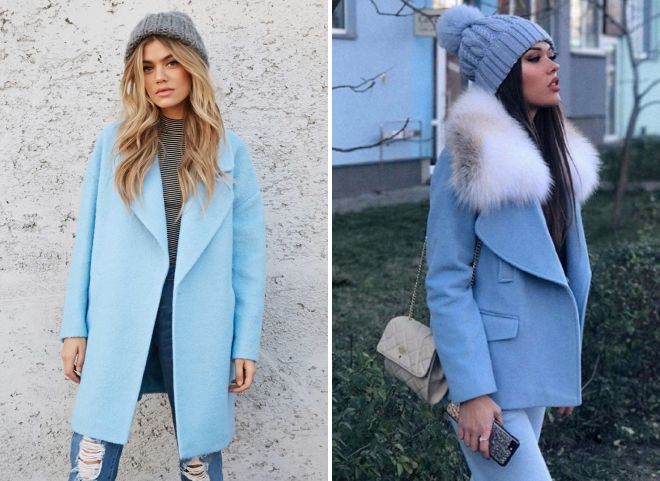 шапка к голубому пальто