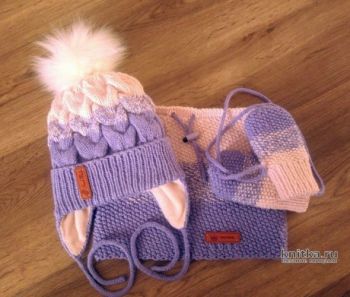 Шапка с ушками и шарф от Светланы Белоусовой
