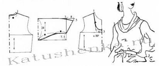 Выкройка Блузка с воротником-хомут